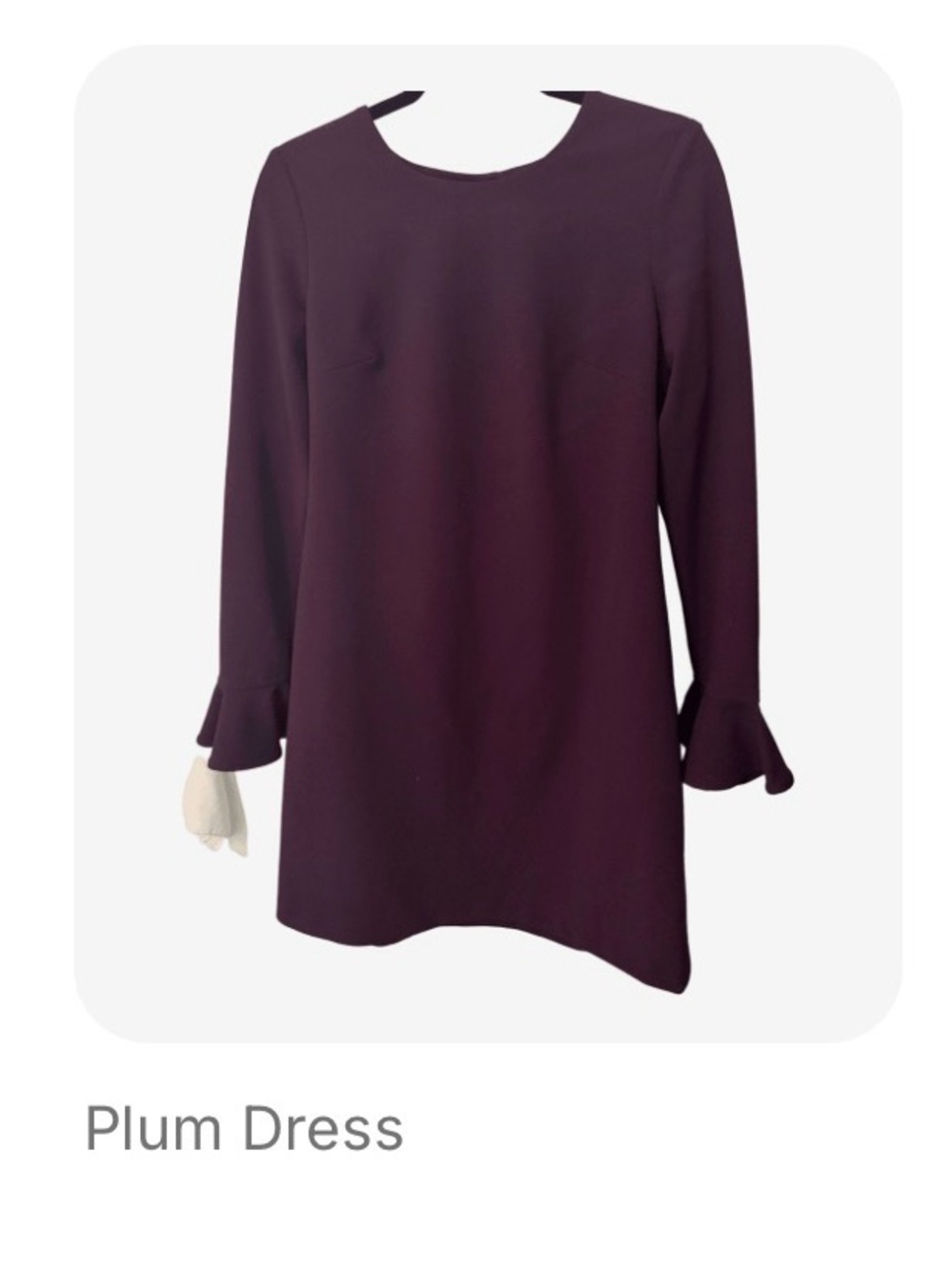 Calvin Klein Plum Long Sleeve Shift Dress with Ruffle Cuffs